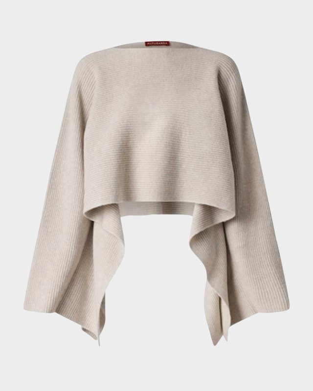 Trip Wool-Cashmere Rib Handkerchief Crop Sweater